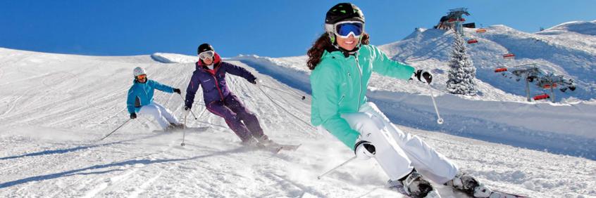 Three skiers enjoying a ride in Les Portes du Soleil